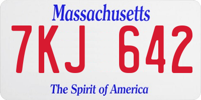 MA license plate 7KJ642