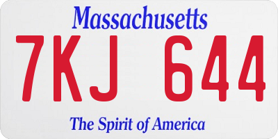 MA license plate 7KJ644