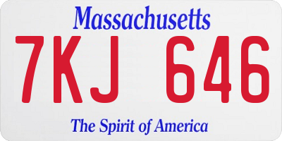 MA license plate 7KJ646