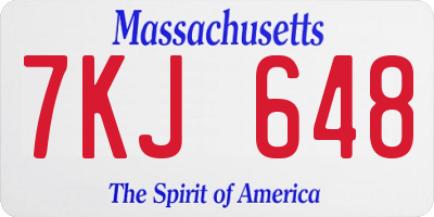 MA license plate 7KJ648