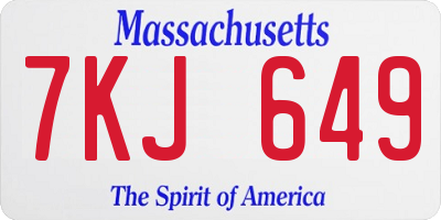 MA license plate 7KJ649