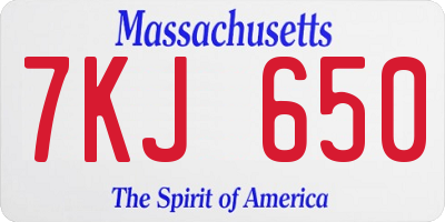MA license plate 7KJ650