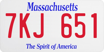 MA license plate 7KJ651