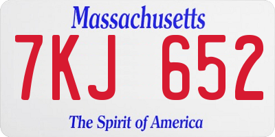 MA license plate 7KJ652
