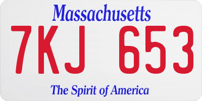 MA license plate 7KJ653