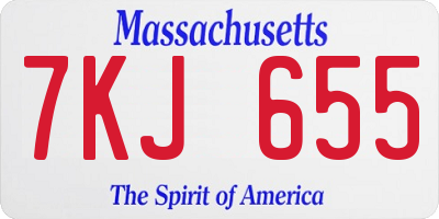 MA license plate 7KJ655
