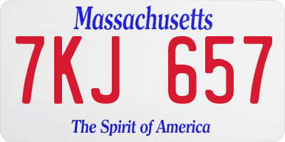 MA license plate 7KJ657