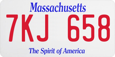 MA license plate 7KJ658