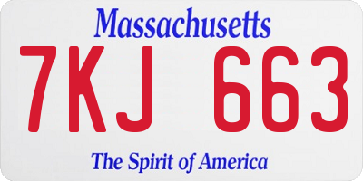 MA license plate 7KJ663