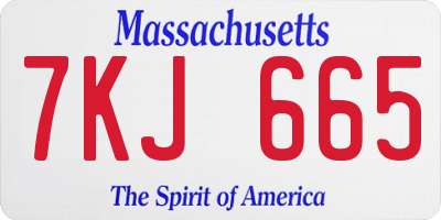 MA license plate 7KJ665