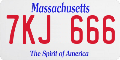 MA license plate 7KJ666
