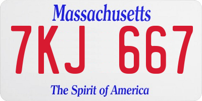 MA license plate 7KJ667