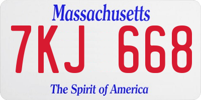MA license plate 7KJ668