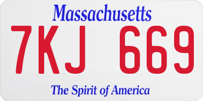 MA license plate 7KJ669