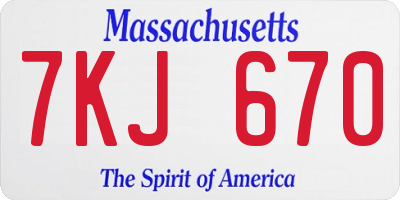 MA license plate 7KJ670