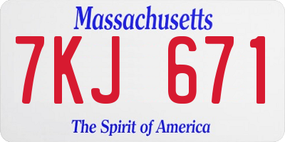 MA license plate 7KJ671