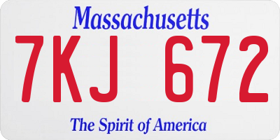 MA license plate 7KJ672