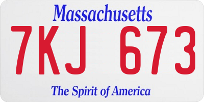 MA license plate 7KJ673