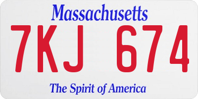 MA license plate 7KJ674