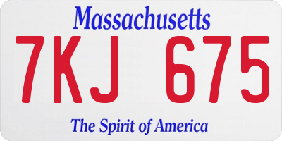 MA license plate 7KJ675