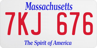 MA license plate 7KJ676