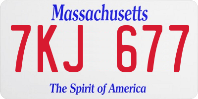 MA license plate 7KJ677