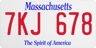 MA license plate 7KJ678