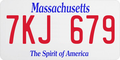 MA license plate 7KJ679