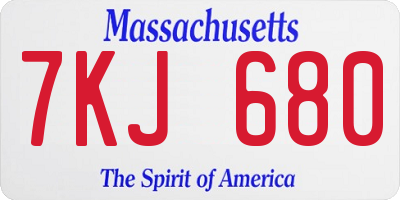 MA license plate 7KJ680