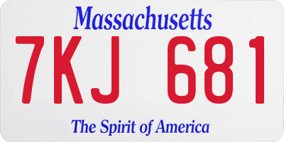 MA license plate 7KJ681