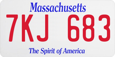 MA license plate 7KJ683