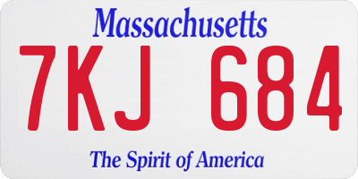 MA license plate 7KJ684