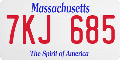 MA license plate 7KJ685