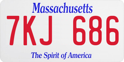 MA license plate 7KJ686