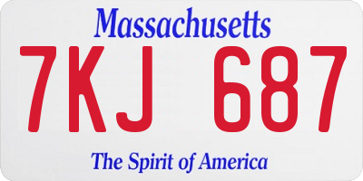 MA license plate 7KJ687