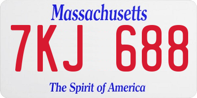 MA license plate 7KJ688