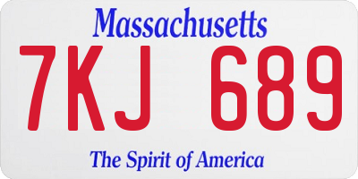 MA license plate 7KJ689