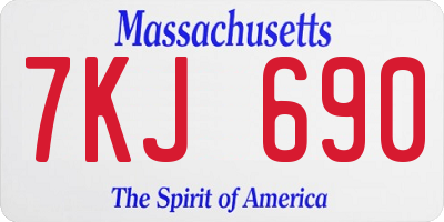 MA license plate 7KJ690