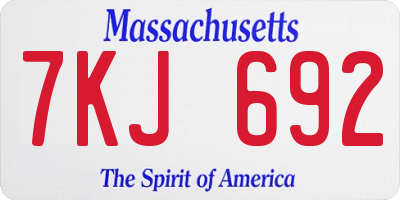 MA license plate 7KJ692