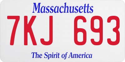 MA license plate 7KJ693