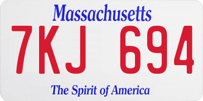 MA license plate 7KJ694