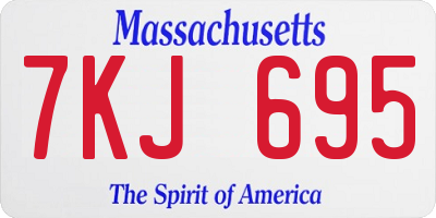 MA license plate 7KJ695
