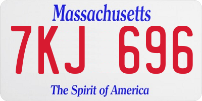 MA license plate 7KJ696