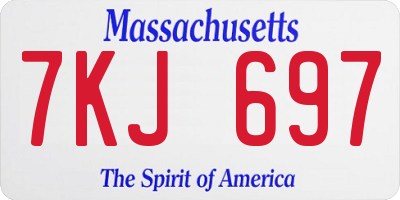 MA license plate 7KJ697