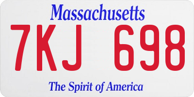 MA license plate 7KJ698