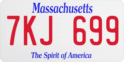MA license plate 7KJ699