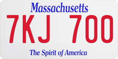 MA license plate 7KJ700