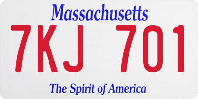 MA license plate 7KJ701