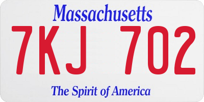 MA license plate 7KJ702