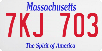 MA license plate 7KJ703